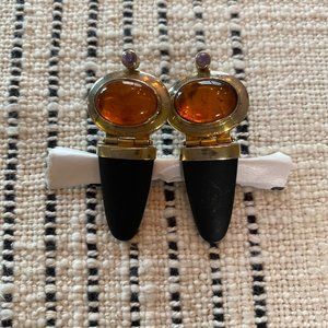 Tabra Amber and Onyx Earrings